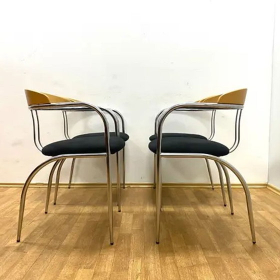 Image 1 of Retro eetkamerset, chroom buizenframe, jaren 70