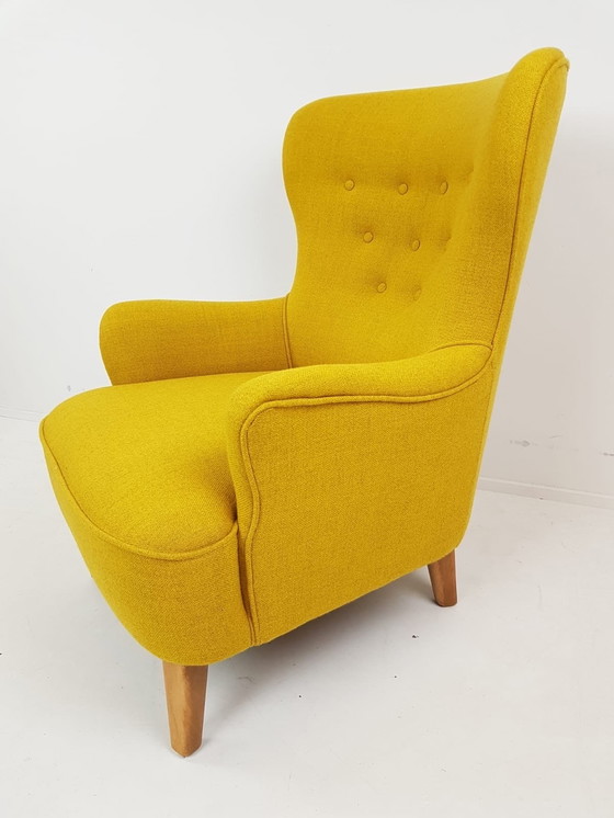 Image 1 of Vintage Artifort Theo Ruth Geel Heren Model | Nieuw Gestoffeerd Wol De Ploeg