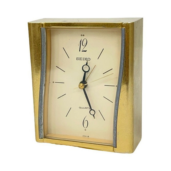 Image 1 of SEIKO Quartz | tafelklok/wekker | Japan | jaren 70/80 | gouden kast | vintage