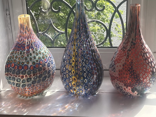 Trois grands vases en verre de Murano