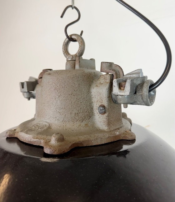 Image 1 of Lampada a sospensione industriale a gabbia in ghisa e smalto nero, anni '60