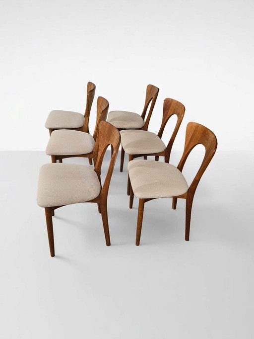 Set of 6 designer teak dining chairs Niels Koefoed 60s Danish