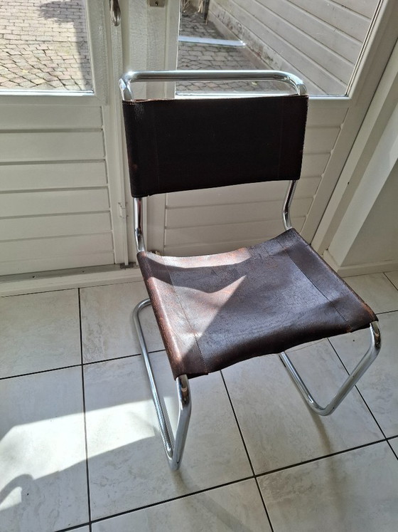 Image 1 of 5 sedie vintage in stile Bauhaus con struttura tubolare e rivestimento in pelle