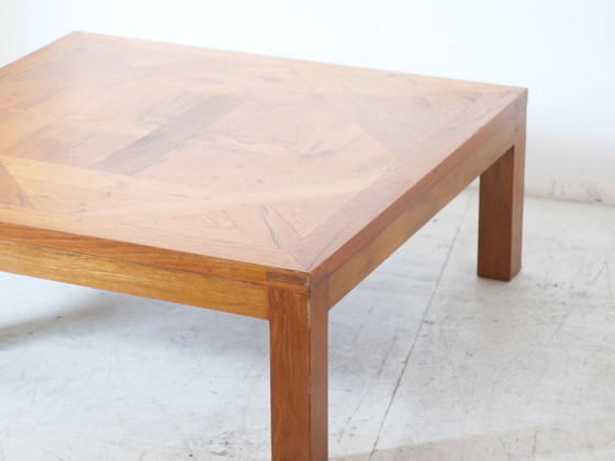 Image 1 of Solid oak coffee table, Aremberg parquet pattern, 19th century