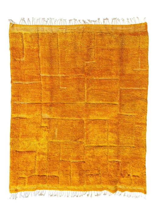 Orange Moroccan wool rug 250x330 cm– Handmade geometric rug – Contemporary Berber carpet