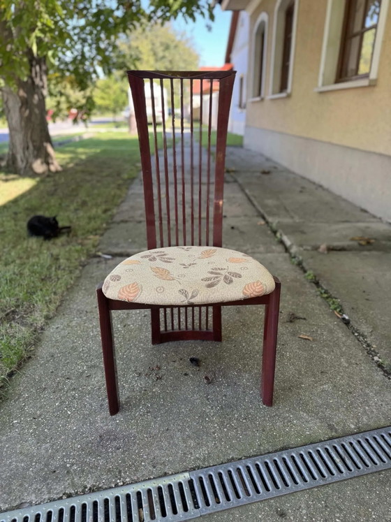Lacquer and Fabric Dining Chairs by Pietro Costantini, 1980, Set of 6, Brown (photo 9 of 10)