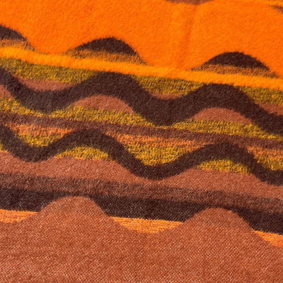 Aabe Zuiver Scheerwol Oranje En Bruine Wollen Deken Jaren 70 – Decoratieve objecten, Wool (photo 6 of 13)