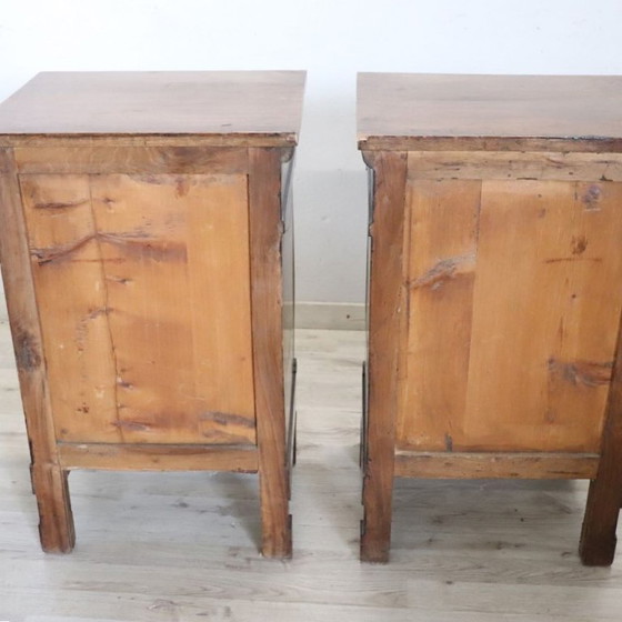 Pair of antique nightstands in solid walnut, Italy early 19th century, Wood, Brown, Classicisme (photo 11 of 15)