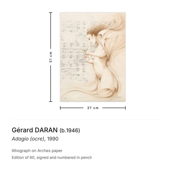 Image 1 of Gérard DARAN Adagio (ocre) Signed lithograph 1990
