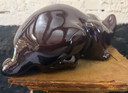 Groot Vintage Keramisch Kattenbeeld met Glazen Ogen – Mint Condition – 37 cm