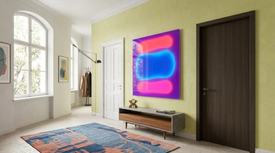 Pittura astratta a campi di colore, geometria – gioco di colori, neon | Arte fluorescente | Vetro acrilico (photo 3 of 5)