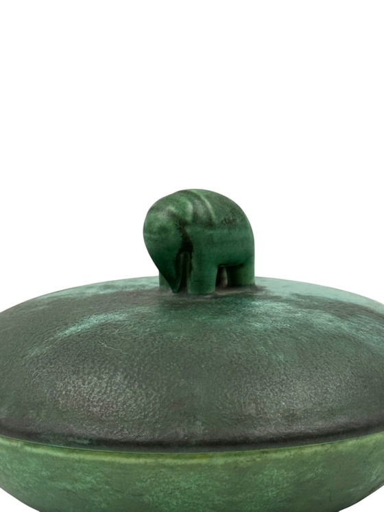 Image 1 of Art deco cuenco de cerámica verde / vide poche, Angelo Biancini, Società Ceramica Italiana, Laveno Italia 1930s