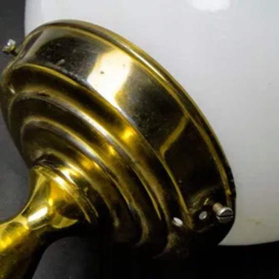 Postmodern Pending Lamp, Poland, 1970s, Lighting, Glass, Metal, Gold (photo 4 of 9)