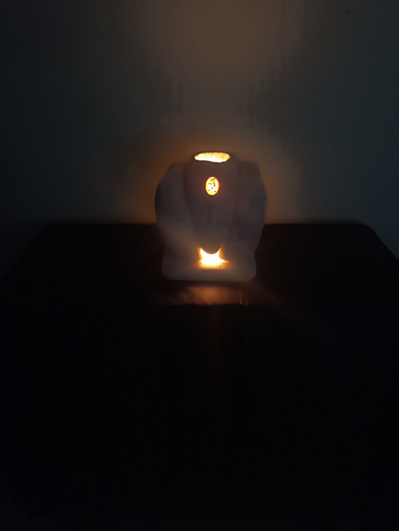 Image 1 of Brutalist table lamp, light sculpture. A unique piece.