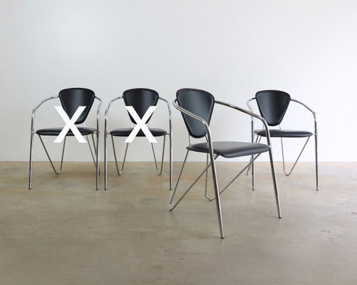 2x Effezeta Italian vintage tubular frame chairs