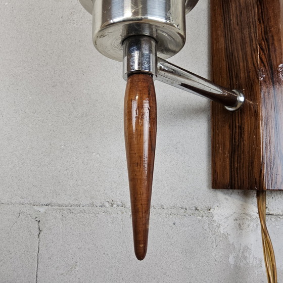 Image 1 of Vintage Danish teak double wall lamp crystal shade 60s wall mounted lights crystal