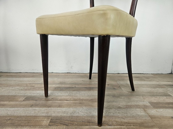 Zes Art Deco-stoelen toegeschreven aan Carlo Rava, jaren 1950 – Eetkamerstoelen, Textile, Wood (photo 11 of 13)