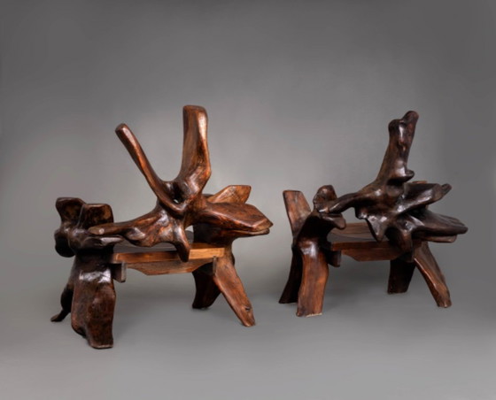 Image 1 of Pair of unique sculptural armchairs