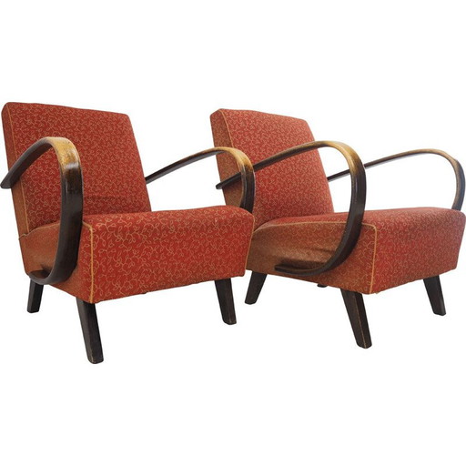 Coppia di poltrone vintage Art Déco di Jindrich Halabala, Cecoslovacchia, anni '40