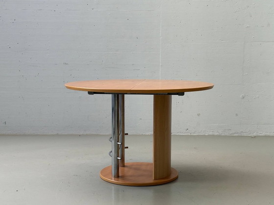 Tavolo da pranzo vintage allungabile, legno e cromo, anni '80 – Tavoli da pranzo, Wood (photo 14 of 15)