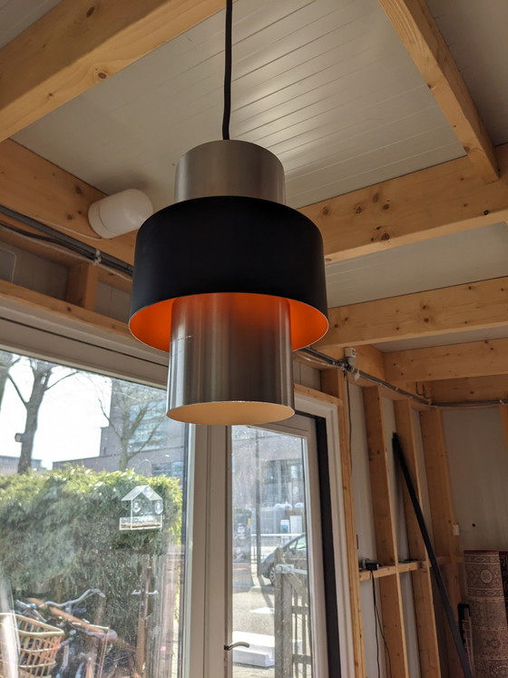 Image 1 of Lakro hanglamp space age aluminium, zwart en oranje binnenkant