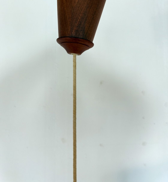 Image 1 of Lampada a sospensione vintage in teak e sisal, Temde Leuchten