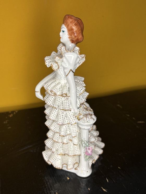 Image 1 of Elegant porcelain lady in lace dress – Debelle Fine Porcelaine (vintage)