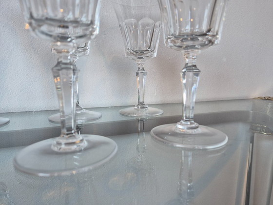 Image 1 of 6x Mid Century Val-Saint-Lambert mondgeblazen wijnglazen