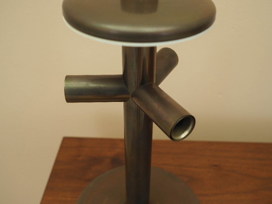 Lampada da scrivania danese degli anni '60 con paralume a forma di lente, base in metallo marrone e (photo 10 of 13)