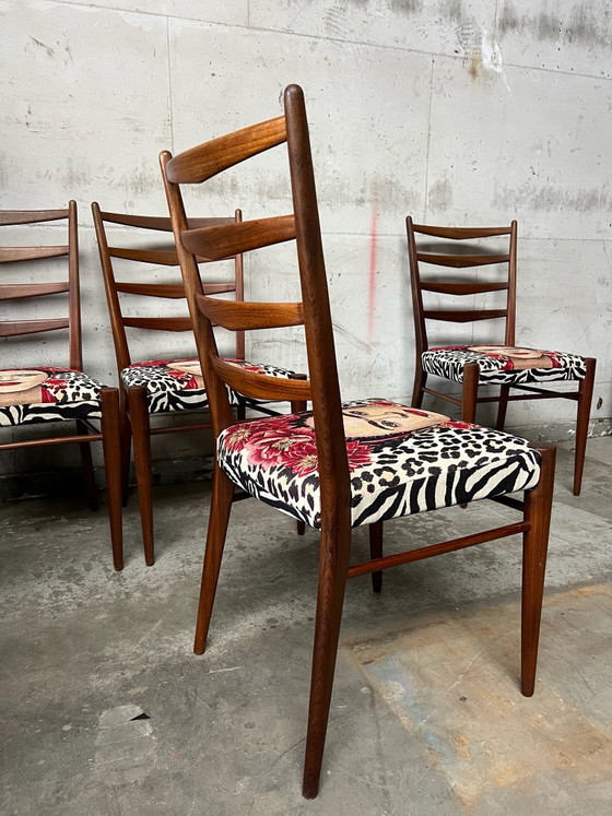 4 vintage wooden chairs Frida Kahlo image new fabric, Dining chairs, Textile, Pink (photo 6 of 6)