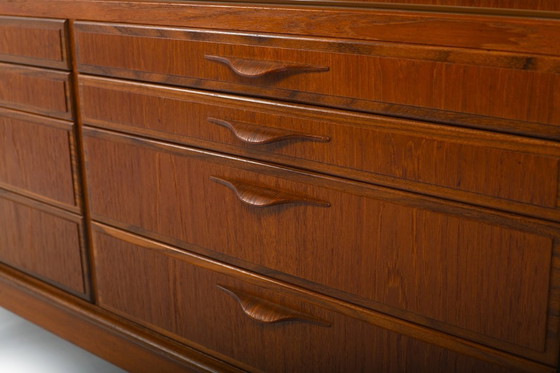 Image 1 of High Quality Danish Highboard with Brass Handle Inlays 1950s