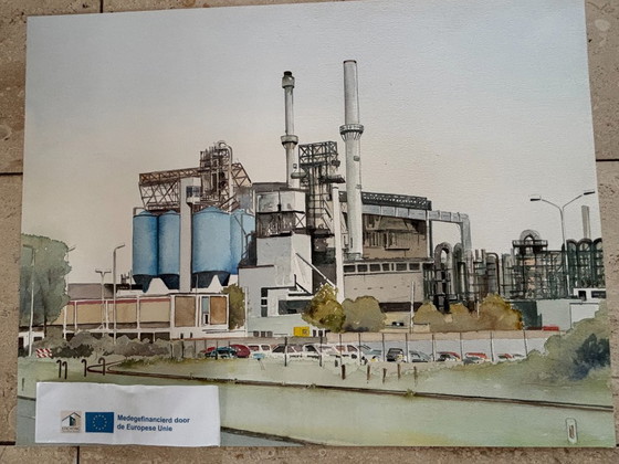 Image 1 of 10x landschappen, acryl op papier, niet ingelijst