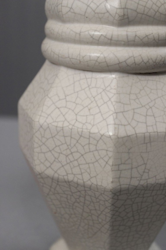 Image 1 of Coppia di vasi in terracotta di Saint Clément Craquelé a smalto periodo Art Déco 1930