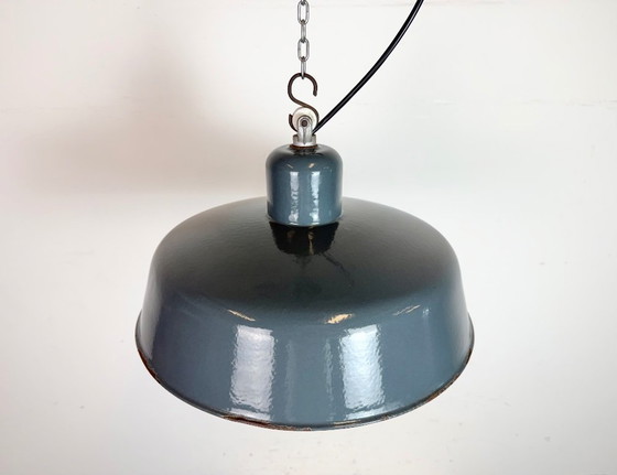 Image 1 of Industriële hanglamp van grijs emaille van Siemens, jaren 30