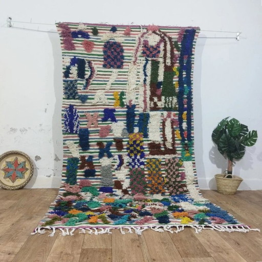 Berber Psychedelisch Tapijt Natuurlijke Wol – Handgemaakt Ambachtelijk Stuk (257 × 144 cm)