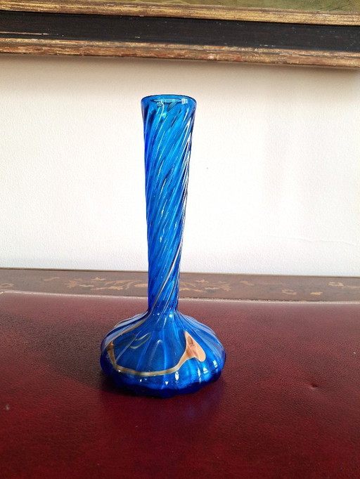Berluze glass paste vase by Mic and Bob Le Bleis, 1970s, Maure-vieil glassworks