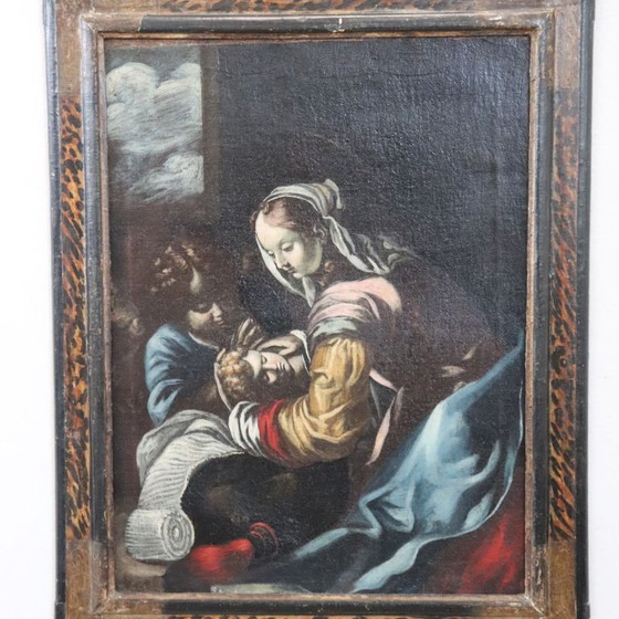 Oil Painting on Canvas, Madonna with Child and Angel Italy 17th Century – Paintings & Drawings (photo 4 of 17)