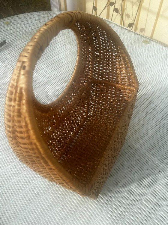 Image 1 of Panier suspendu tressé, panier en osier, panier mural, marron, 36 cm, vintage