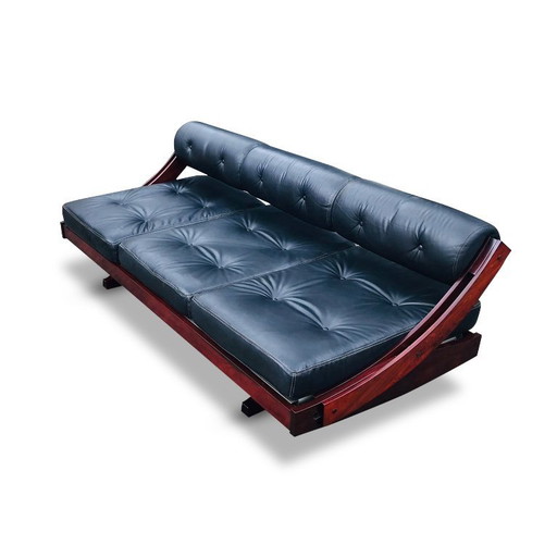 GS195 Rozenhout en lederen daybed van Gianni Songia voor Sormani, 1960