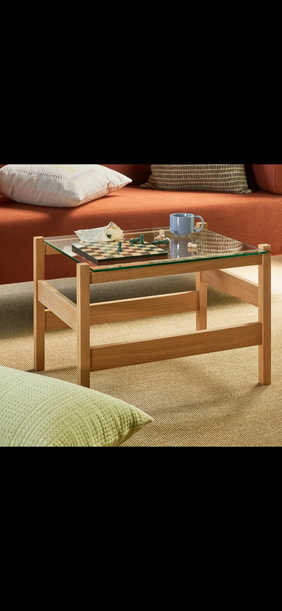 Hübsch Home Ledge Table d'appoint, Design scandinave, Tables d'appoint, Verre, Bois, Beige (photo 5 sur 5)