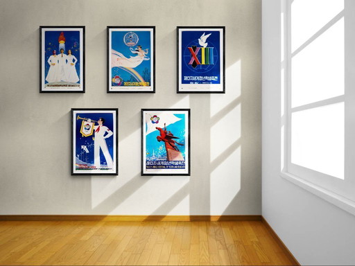 Noord-Koreaanse propaganda – 13e Wereldjeugd- en Studentenfestival – 1989 – Originele vintage poster van Kim In Bong – 78x51 cm