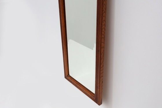 Image 1 of French art deco mirror with carved oak frame, ca. 1930s