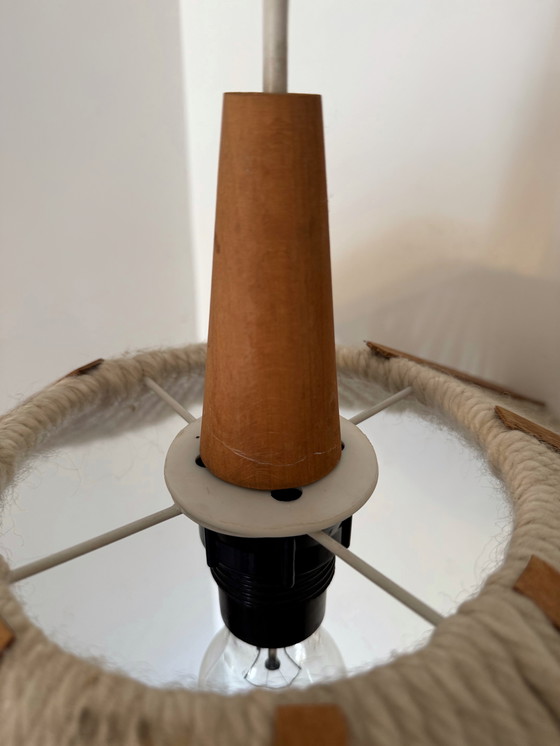 Image 1 of Scandinavian wool and teak chandelier from the 60s