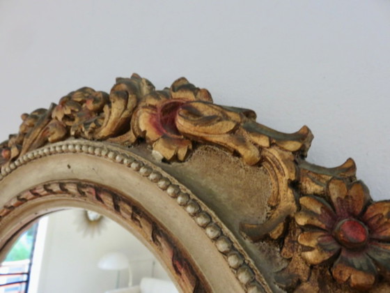 Grand Miroir Mural, Rond, Baroque, 1970, Motifs Floraux – Polyester (photo 10 of 17)
