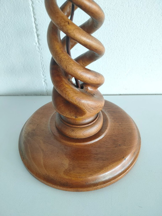 Image 1 of Vintage wooden Scandinavian sculpture table lamp
