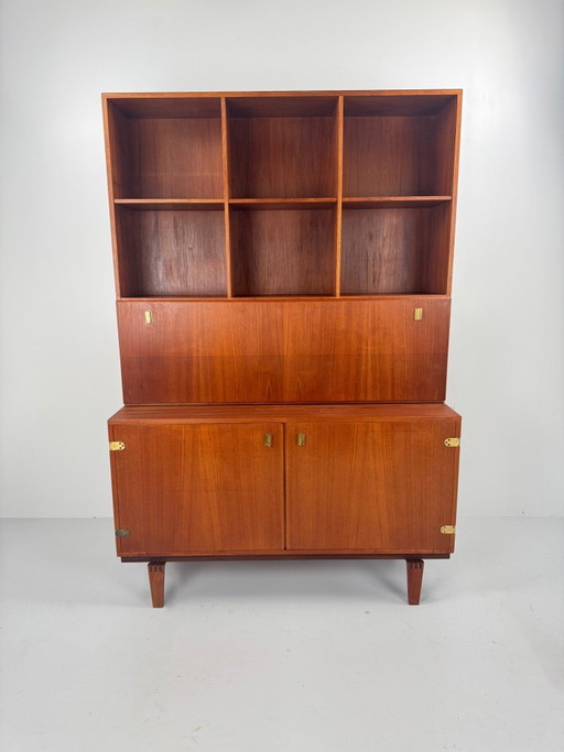 Teak Sekretär Bücherregal, Peter Løvig Nielsen, Dänemark, ca. 1960er Jahre