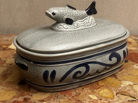 Image 1 of Staffel Steingut Fischterrine oder Heringstopf - Westdeutschland