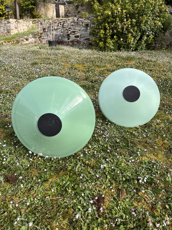 Image 1 of Paar Pendelleuchten aus Opalin Art Deco 1940