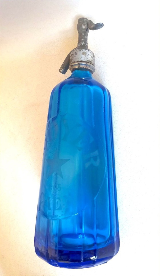 Cobalt Blue Seltzer Water Siphon Bottle Height 34 cm – Decorative Objects, Glass, Metal (photo 12 of 12)