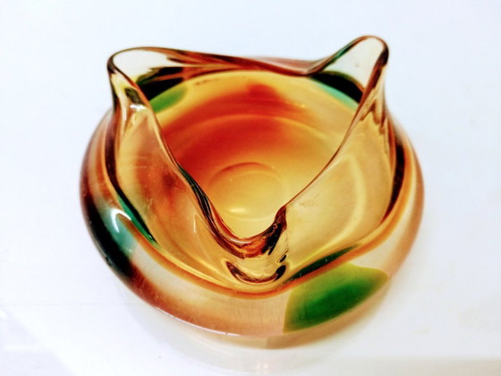 Image 1 of Ashtray / hand free blown glass / Mstišov 